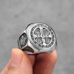 Anillo de San Benito — diseño Octagonal Plata